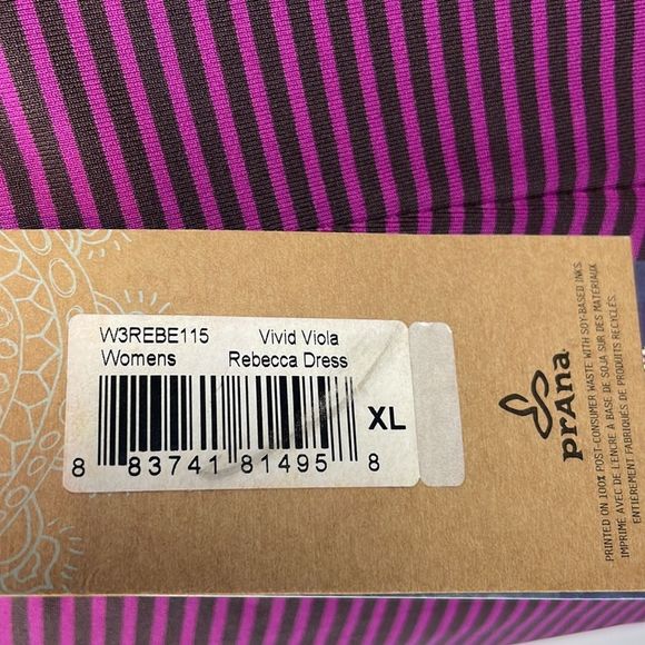 Prana Rebecca Dress in Vivid Viola. Purple with Brown Stripes. Size XL. NWT. - Picture 8 of 16